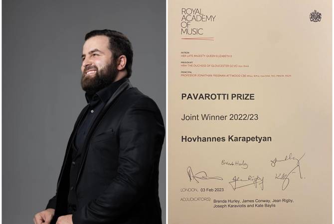 Օպերային երգիչ Հովհաննես Կարապետյանն արժանացել է Լոնդոնի արքայական երաժշտական ակադեմիայի «Պավարոտի» մրցանակին